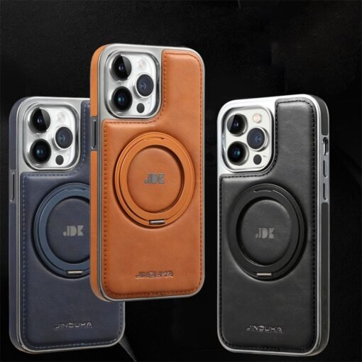 Fun-Casery Magnetic Kickstand Shockproof Leather Case for IPHONE 16/15/14 PRO MAX SERIES - Image 4