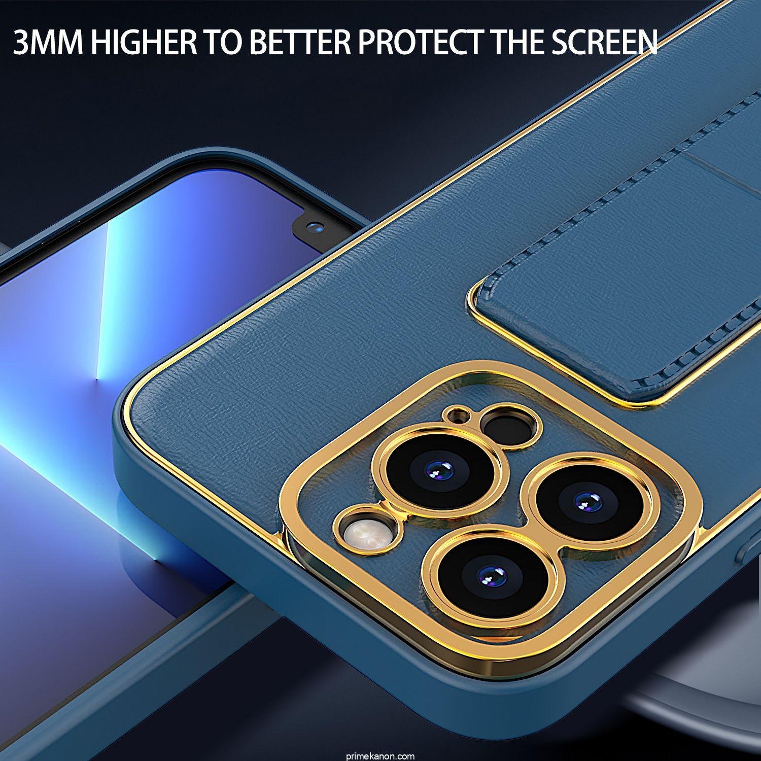 Premium Luxury Leather Case Magnetic Car Mount Holder Wrist Strap Case Kickstand Cover for iPhone Series - Image 3