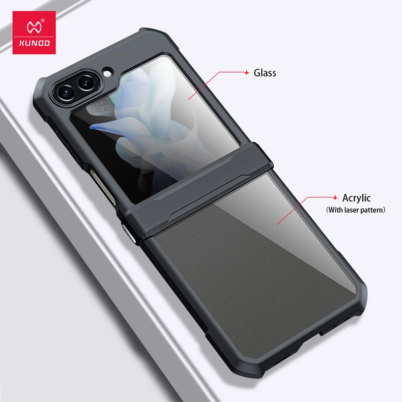 Xundd For Samsung Galaxy Z Flip 5 Case Airbags Hinge Shockproof Transparent Cover - Image 6