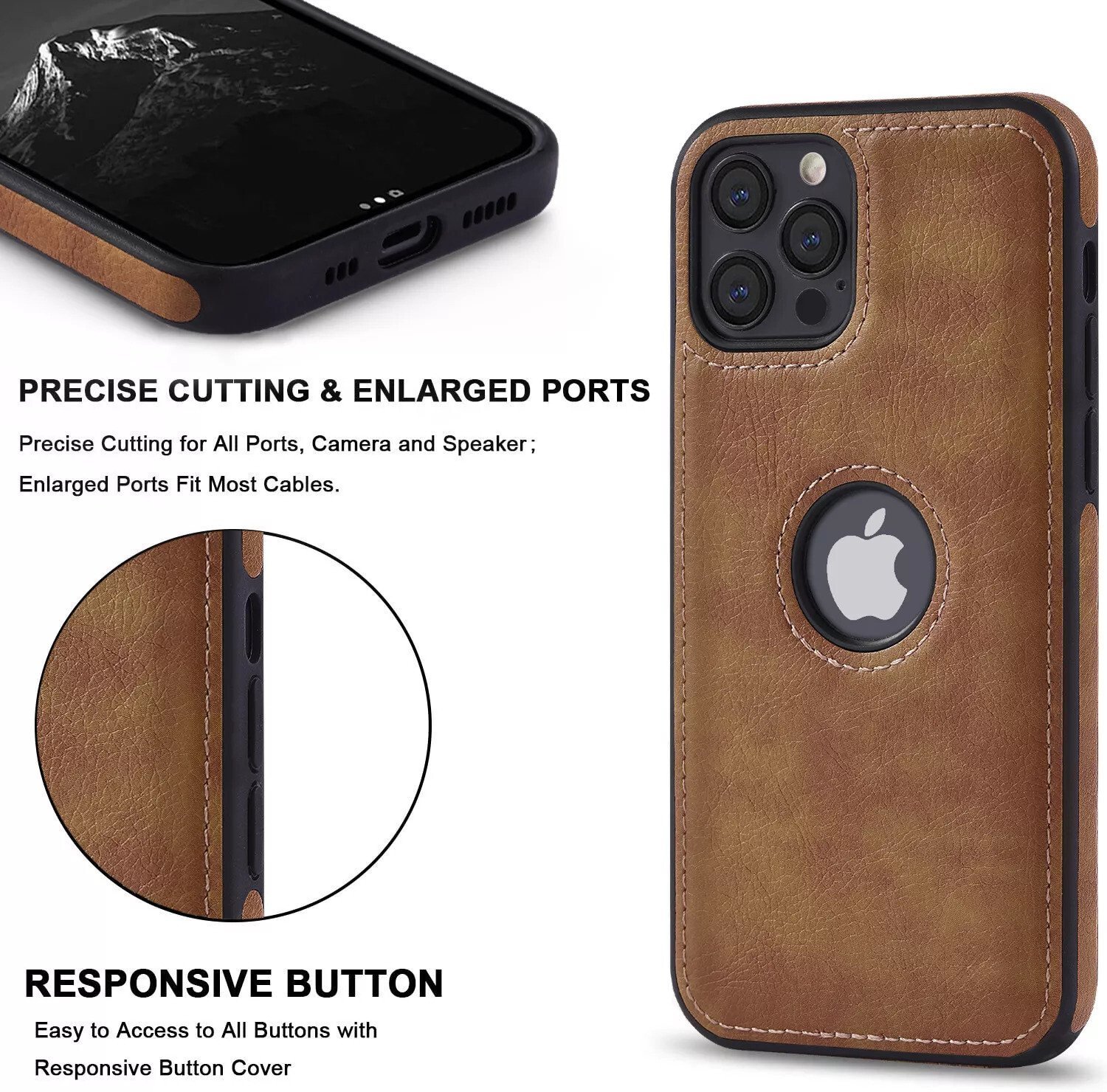 PU Leather Shockproof Business Style Mobile Phone Case for iPhone 13 Series - Image 6