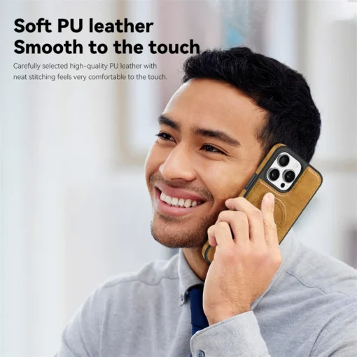 Luxury Magnetic Back Cover Wireless Charging Leather  Case For iPhone 16 Pro and 16 Pro Max Series - Image 14