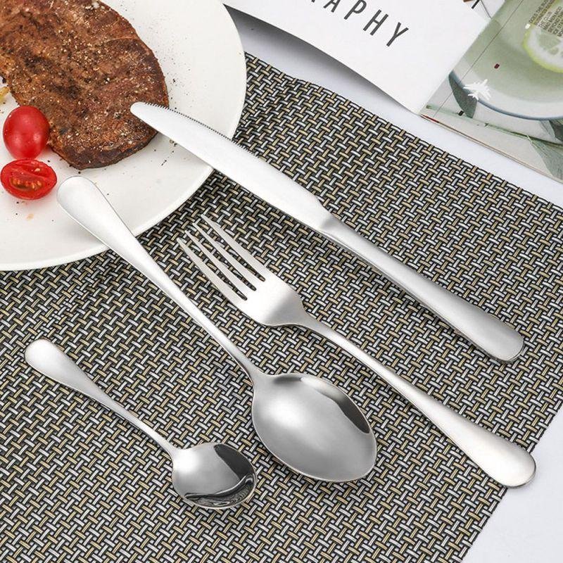 24pcs Gold/Silver Dinnerware Set Stainless Steel Tableware Knives Fork Spoon Rack Cutlery Set - Image 4