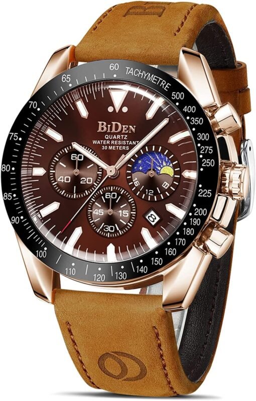 Mens Watches Chronograph Stainless Steel Waterproof Date Analog Quartz Business Fashion Wrist Watches for Men - Image 2