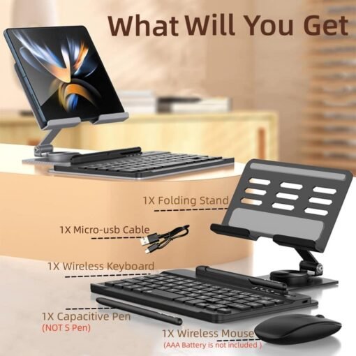 Samsung Galaxy Z Fold 4 3 2 Keyboard Holster Folding Flip Case Stand Pen Slot With Wireless Keyboard and Mouse Pen - Image 7