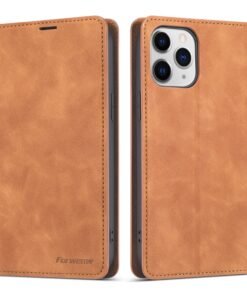 Fornwenw Genuine Leather Flip Cover for iPhone 12 Series