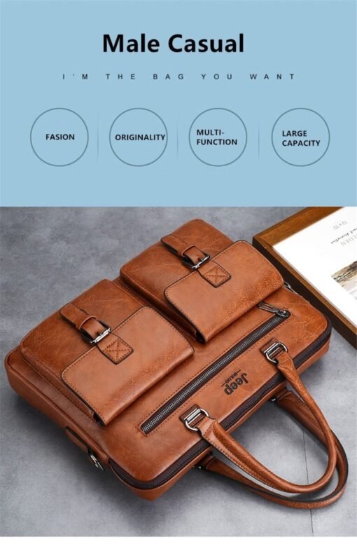 Premium Quality JEEP BULUO Wise Classic Business Choice British Style Laptop Bag - Image 17