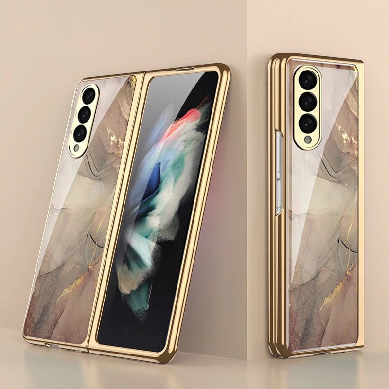 Marble Patterned Glass Case For Samsung Galaxy Z Fold 3/4 - Image 11