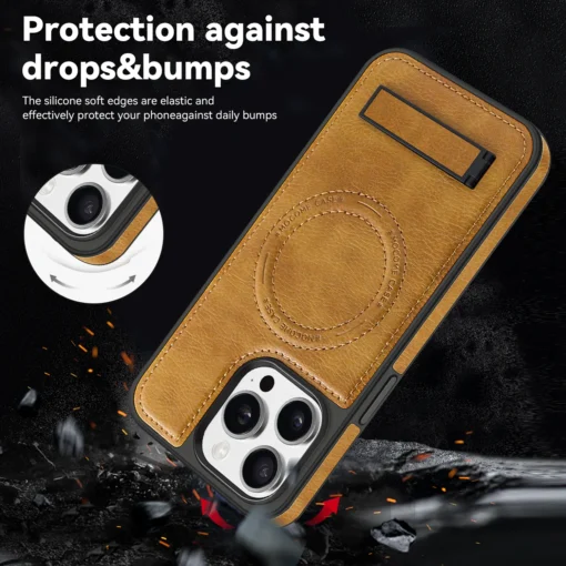 Luxury Magnetic Back Cover Wireless Charging Leather  Case For iPhone 16 Pro and 16 Pro Max Series - Image 11