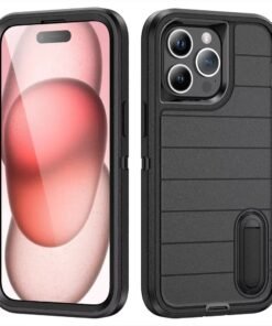 Heavy Duty Shockproof  3-Layer Military-Grade Rugged Protective Bumper Phone Case with Kickstand Anti-Slip Grip Shockproof For iPhone 16 15 14 13 12 11 Pro Max Series