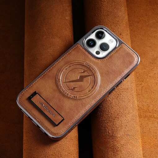Magnetic Wireless Charging Kickstand Leather Case for iPhone  Series  Invisible Bracket Skin Feeling Slim Cover - Image 14
