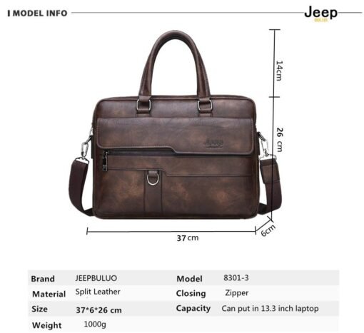 JEEP BULUO Men Business Briefcase High Quality Office Laptop & Macbook Bag - Image 9