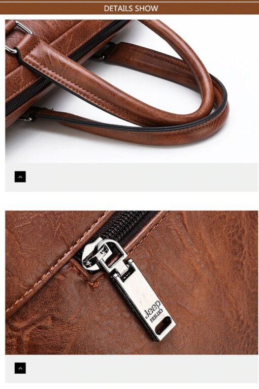 JEEP BULUO Men Business Briefcase High Quality Office Laptop & Macbook Bag - Image 14