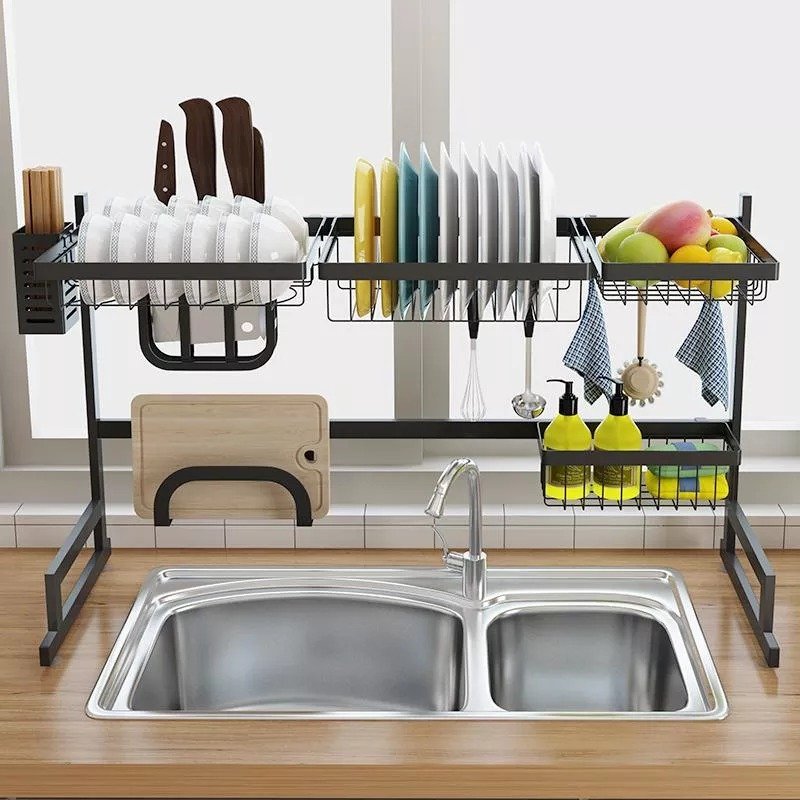 Stainless Steel Over Sink Hanging Dish Rack Plate Organizer - Image 3
