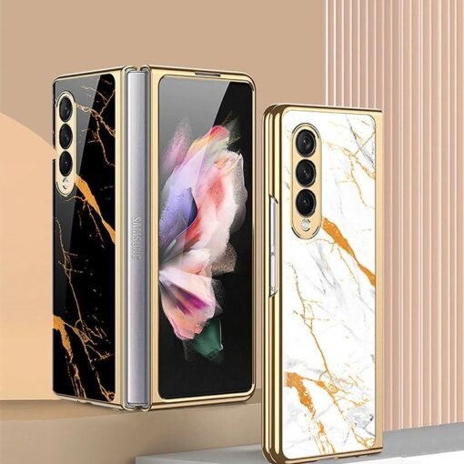 Marble Luxury Gold Electroplated Case for Samsung Galaxy Z Fold 3/4/5 Series - Image 2