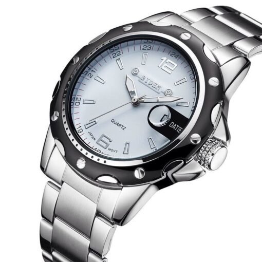 BIDEN Men Watch Fashion Casual Business Waterproof Quartz Calendar Stainless Steel Strap Watches - Image 2