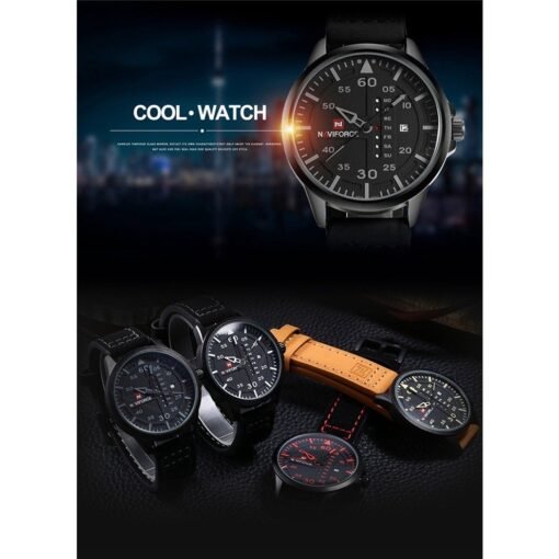 NAVIFORCE Waterproof Military Sport Quartz Men's Watches With Leather Strap - Image 8