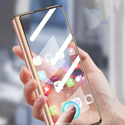 Samsung Galaxy Z Fold 5/6 Series Stylish Marble Gold Electroplated Frame with Patterned Glass, Built-in Screen Protector - Image 14