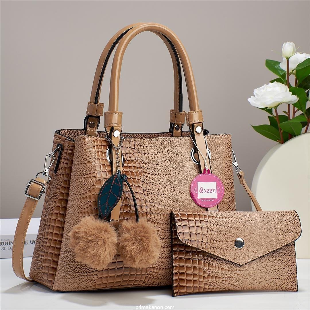 Croc Alligator 2 in 1 Fashion Satchel Taupe Premium Trendy Classic Crossbody Shoulder Leather Versatile Bag - Image 5