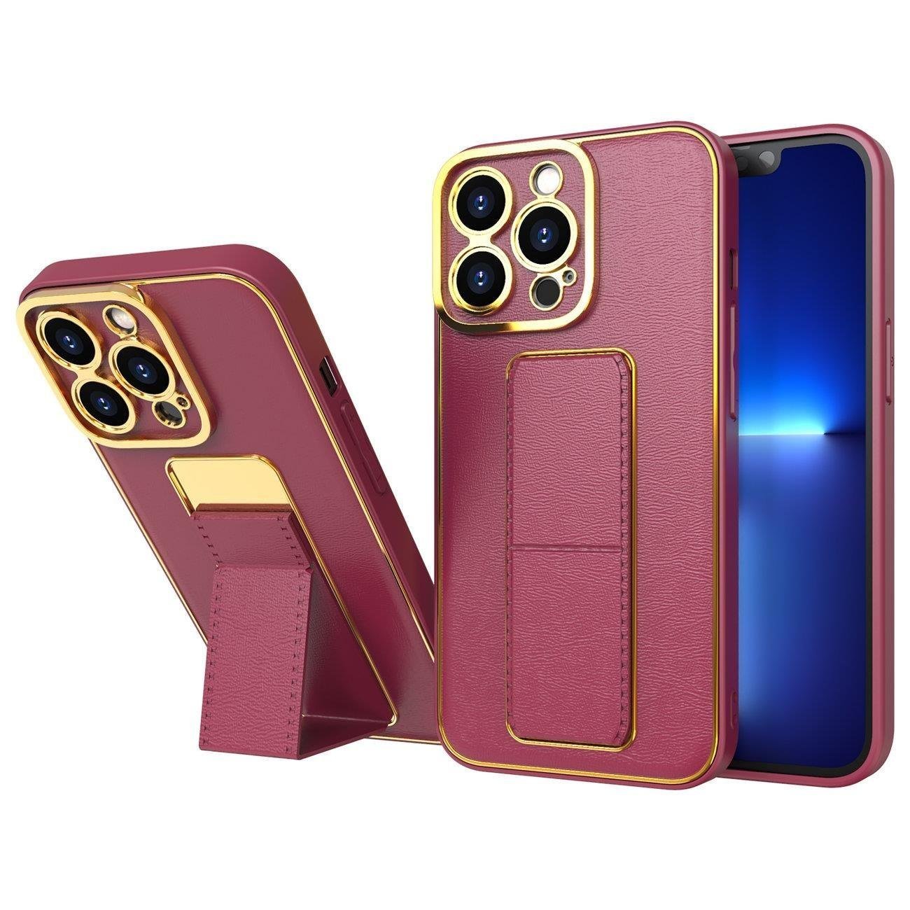 Premium Luxury Leather Case Magnetic Car Mount Holder Wrist Strap Case Kickstand Cover for iPhone Series - Image 20