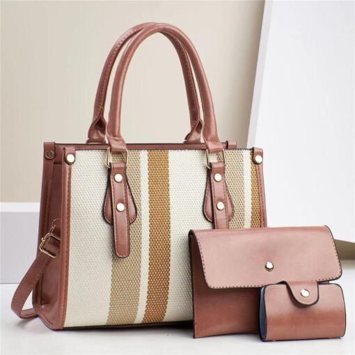 QUEEN 3 Piece Hot Sale contrast color Tote fashion hand bag - Image 4