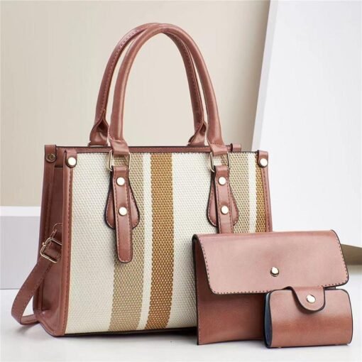 QUEEN 3 Piece Hot Sale contrast color Tote fashion hand bag - Image 10