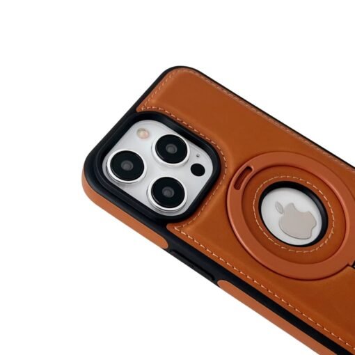 Magnetic Ring Holder Bracket, PU Leather TPU Bumper Shockproof Non-Slip Case with MagSafe Wireless Charging for iPhone Series - Image 12
