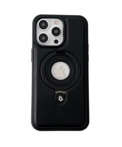 Magnetic Ring Holder Bracket, PU Leather TPU Bumper Shockproof Non-Slip Case with MagSafe Wireless Charging for iPhone Series
