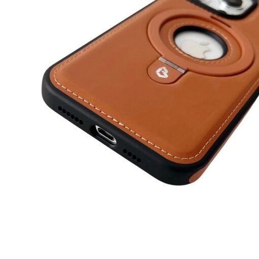 Magnetic Ring Holder Bracket, PU Leather TPU Bumper Shockproof Non-Slip Case with MagSafe Wireless Charging for iPhone Series - Image 10