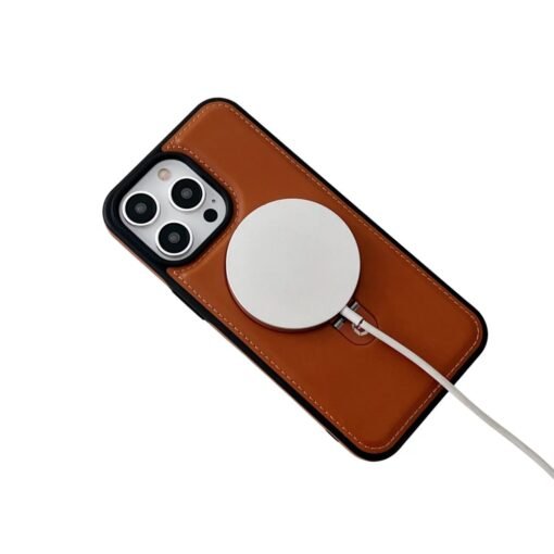 Magnetic Ring Holder Bracket, PU Leather TPU Bumper Shockproof Non-Slip Case with MagSafe Wireless Charging for iPhone Series - Image 9