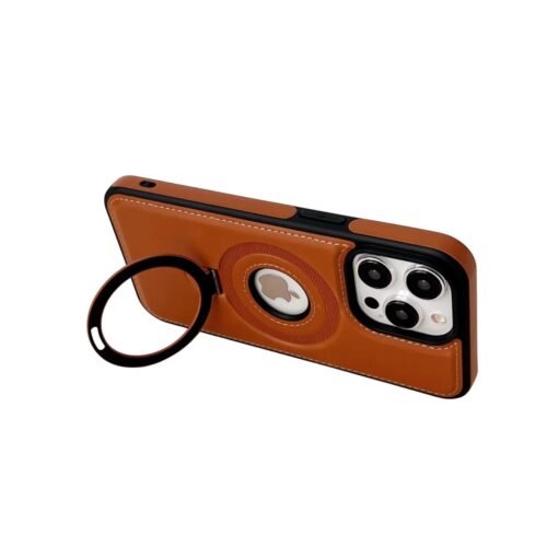 Magnetic Ring Holder Bracket, PU Leather TPU Bumper Shockproof Non-Slip Case with MagSafe Wireless Charging for iPhone Series - Image 7