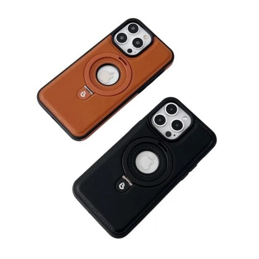 Magnetic Ring Holder Bracket, PU Leather TPU Bumper Shockproof Non-Slip Case with MagSafe Wireless Charging for iPhone Series - Image 6