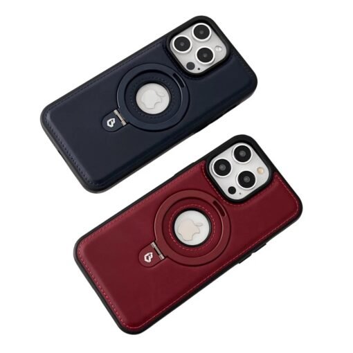 Magnetic Ring Holder Bracket, PU Leather TPU Bumper Shockproof Non-Slip Case with MagSafe Wireless Charging for iPhone Series - Image 5