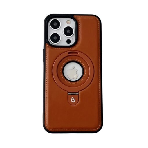 Magnetic Ring Holder Bracket, PU Leather TPU Bumper Shockproof Non-Slip Case with MagSafe Wireless Charging for iPhone Series - Image 4