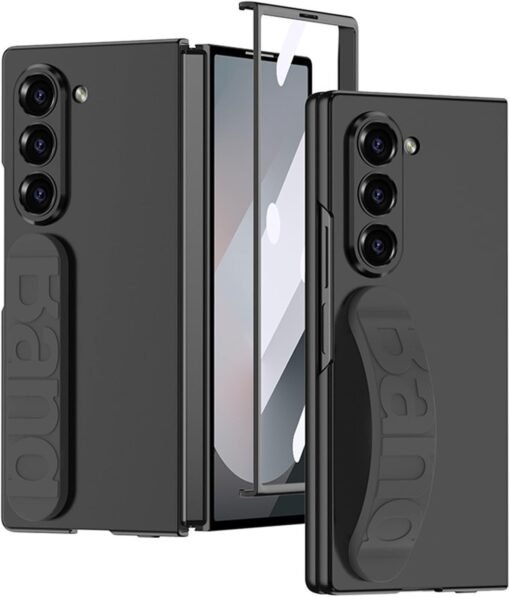 Samsung Fold 6 GKK Matte Finish Slim Band Silicone Protective Case with Finger Strap & Built-in Screen Protector