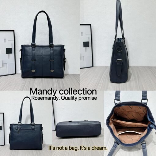 arge Capacity Quality Classic Quilted Business Style Cross Shoulder PU Leather Tote Bag - Image 11