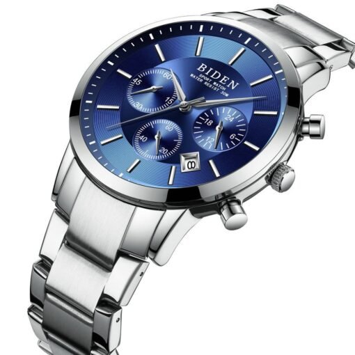 BIDEN Men Watch Business Luxury Fashion Style Multifunction Waterproof Quartz Stainless Steel Watches - Image 3