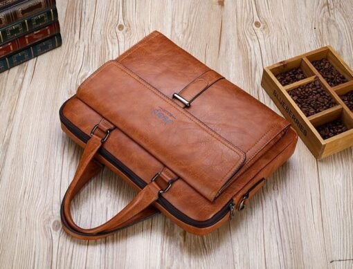 JEEP BULUO Men’s Leather Briefcases Bag Shoulder Fashion Business Laptop Bag - Image 16