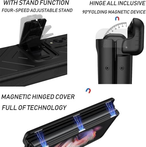 Samsung Galaxy Z Fold 1 Case with Stand Adjustable Stand, Magnetic Hinge Cover, Upgrade Drop Shock Resistant Folding Case - Image 4