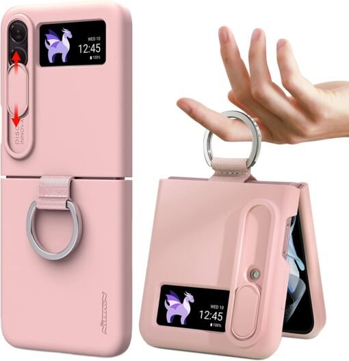 Nillkin Ring Slide Camera Lens Silicone Protective Case for Samsung Galaxy Z Flip 3/4/5 5G Series - Image 2