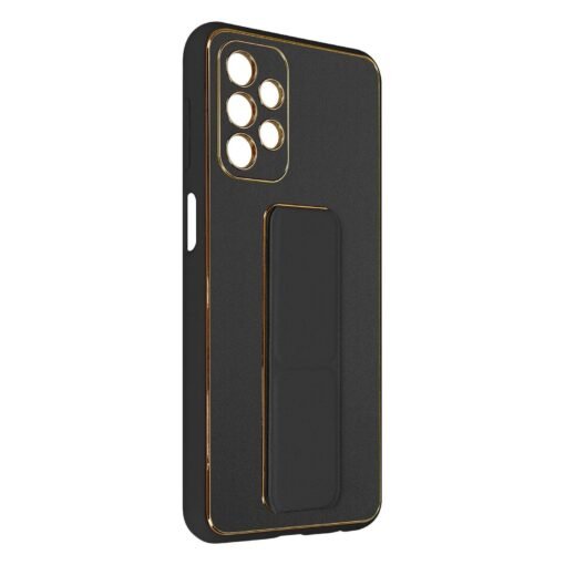 Premium Gold Electroplated Luxury Leather Case with Magnetic Car Mount Holder & Wrist Strap Case Kickstand for Samsung Galaxy A Series - Image 11